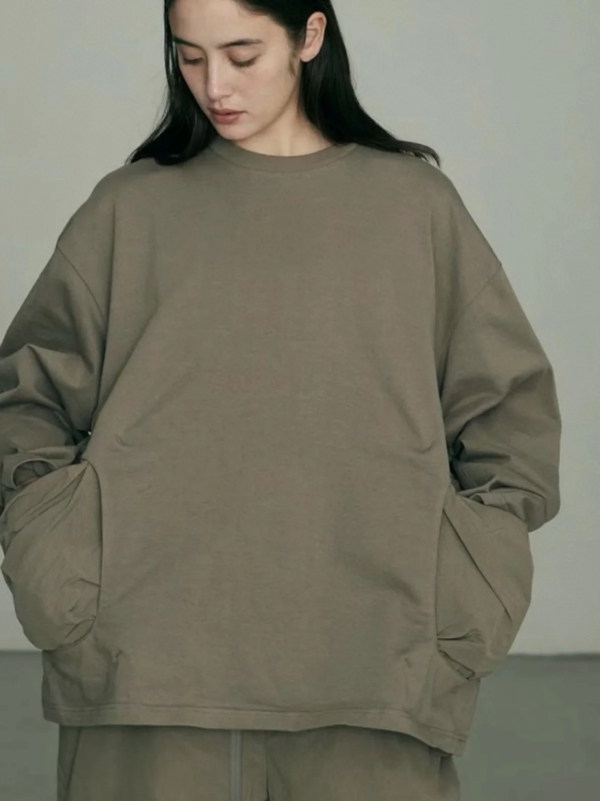 

CMF OUTDOOR Nylon Cotton Long Sve T-irt Loose Fit Outdoor Function Splicing ket Men Women Youth Faion All Seasons