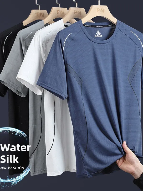 

Мужская летняя дышащая спортивная футболка Mrakeai Kyyds MK из тонкого ледяного шелка, свободного кроя, яркая, из полиэстера