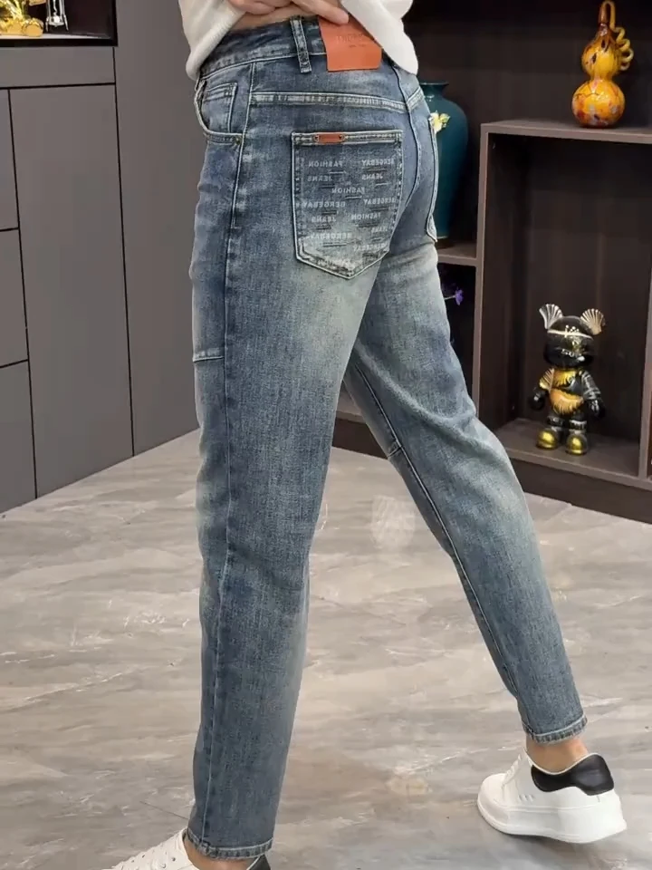 

High-Quali Men's Jeans Spring Autumn New Sle Busin Casual Faionable Versatile Slim Fit Stand Waist Denim Pants