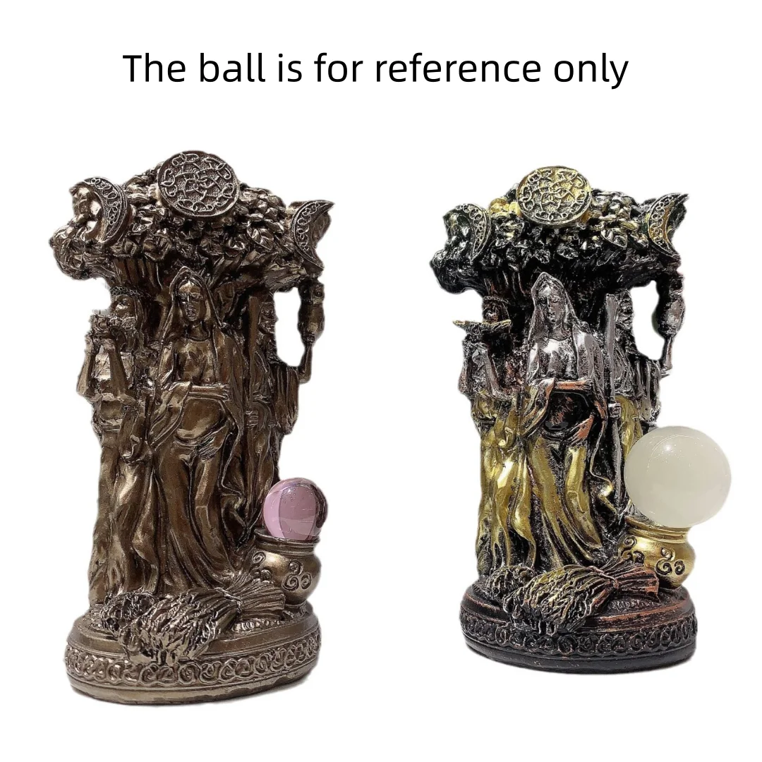 1pc Three-phase Moon Goddess Statue Base Crystal Ball Mine Marker Ground Support Resin Handicraft Display Piece