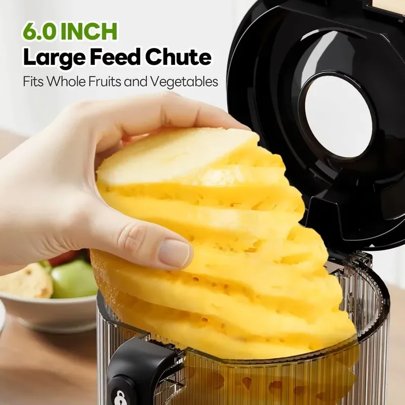 6 Inch Wide Mouth Electric Slow Juicer Powerful Motor Home Use Fresh Fruit Vegetable Juice Extractor Machine Quiet Operation