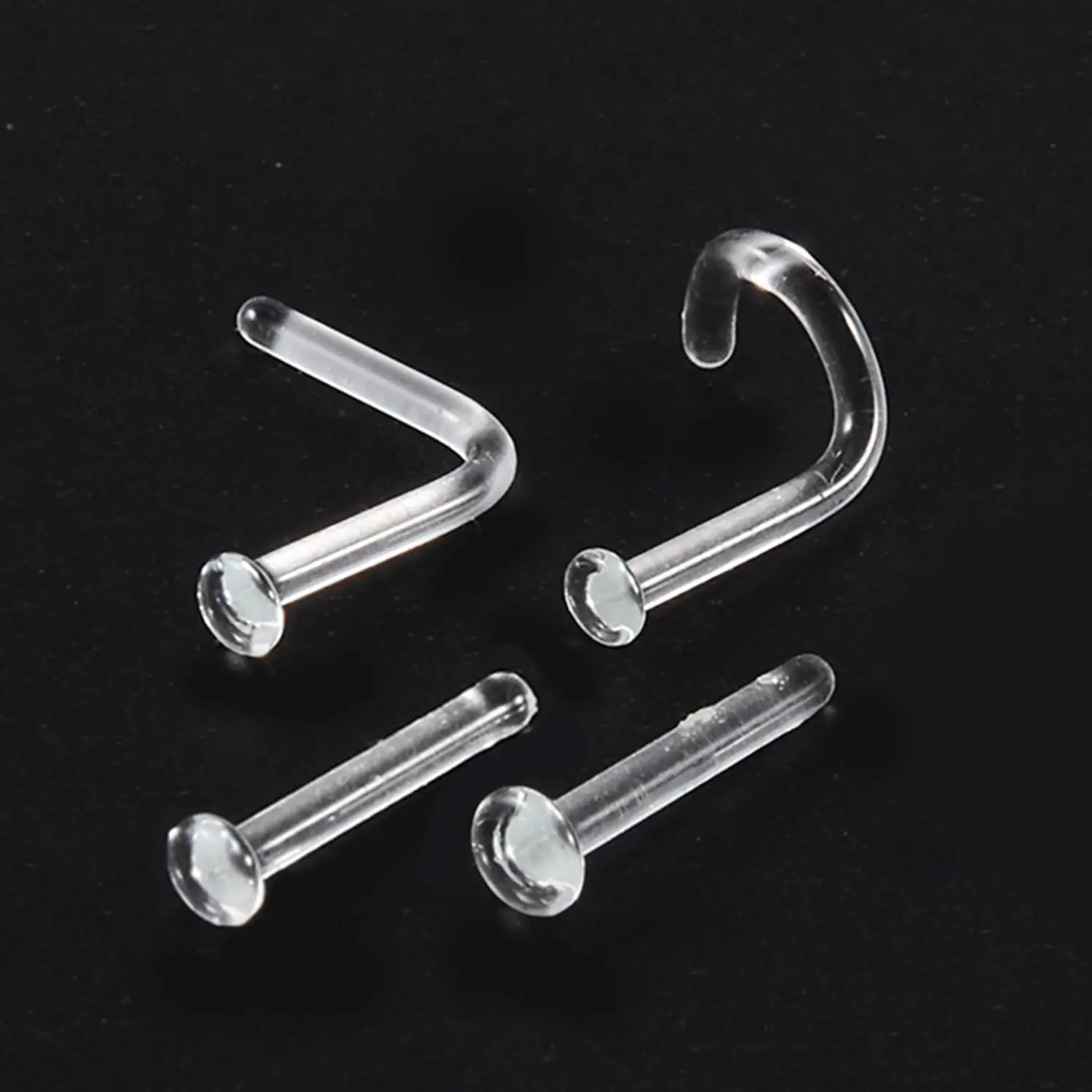 Transparent Glass Nose Ring Personality L-shaped S-shaped Curved Rod Invisible Nose Ring Cartilage Piercing Body Jewelry