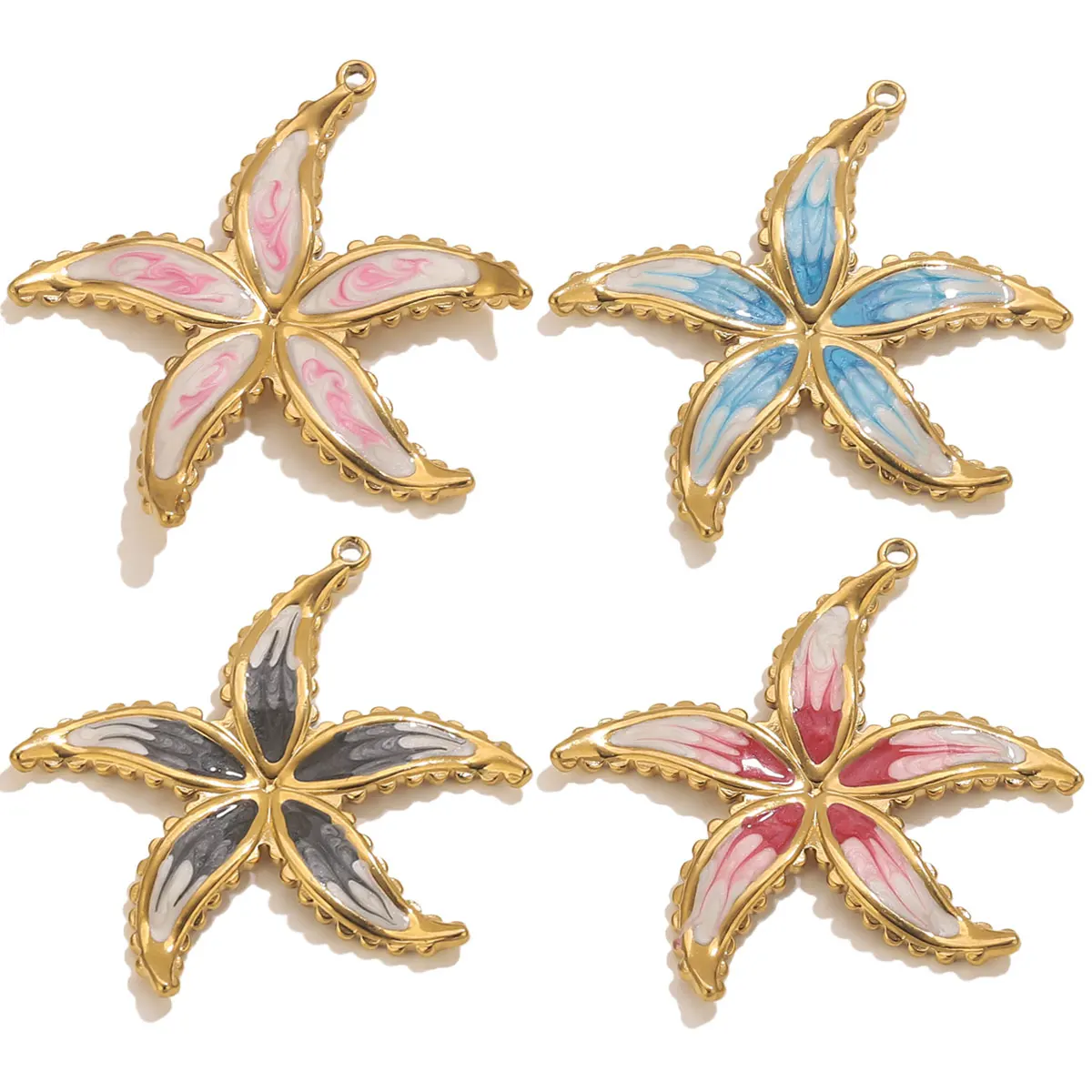 3 قطعة الفولاذ المقاوم للصدأ المينا نجم البحر السحر لصنع المجوهرات نمط البحر لوازم المجوهرات المعلقات القرط إكسسوارات عقد #1