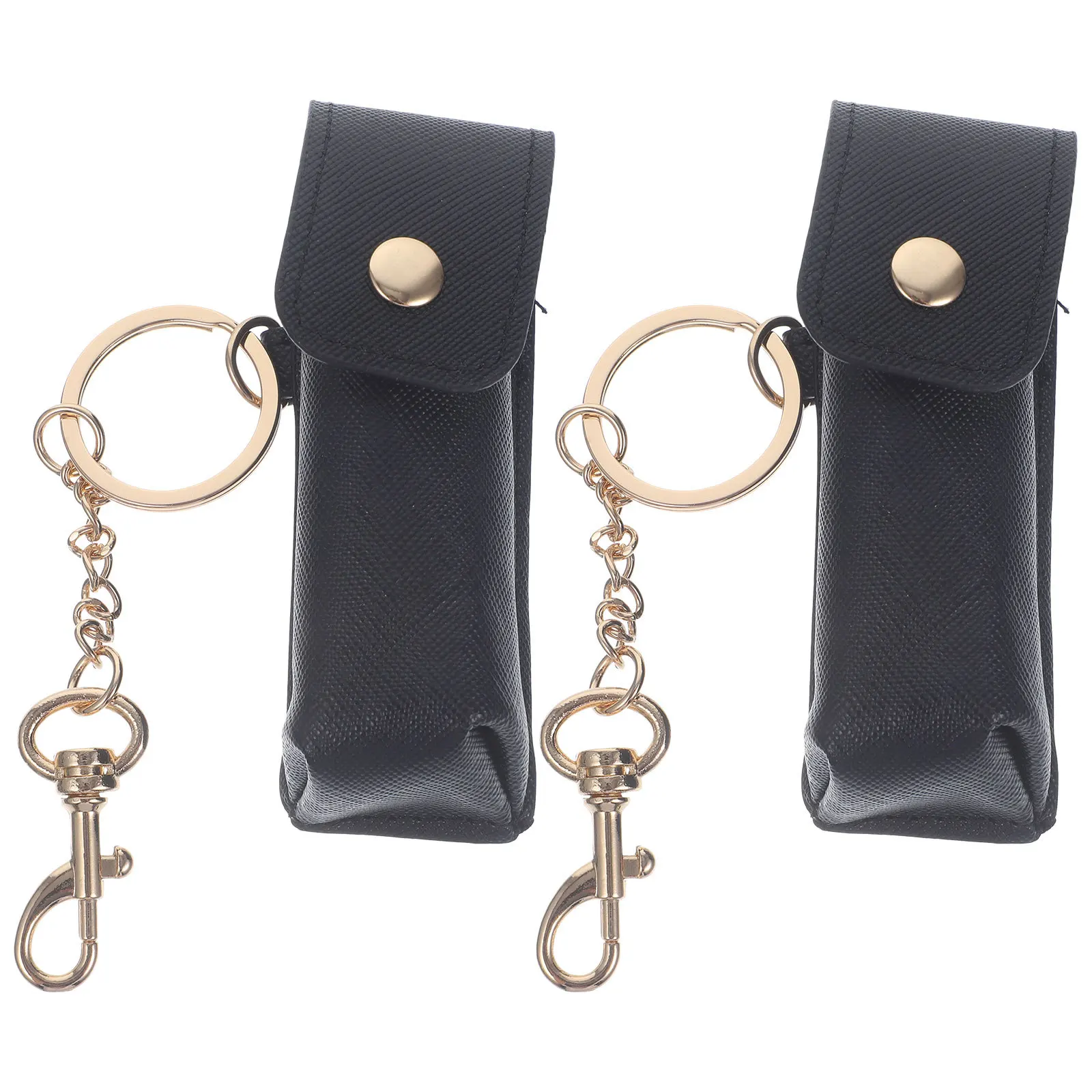 

2pcs Lipstick Holder Keychain Storage Pouch For Women Girls Black Lip Balm Case Portable Makeup Organizer Gift Accessory