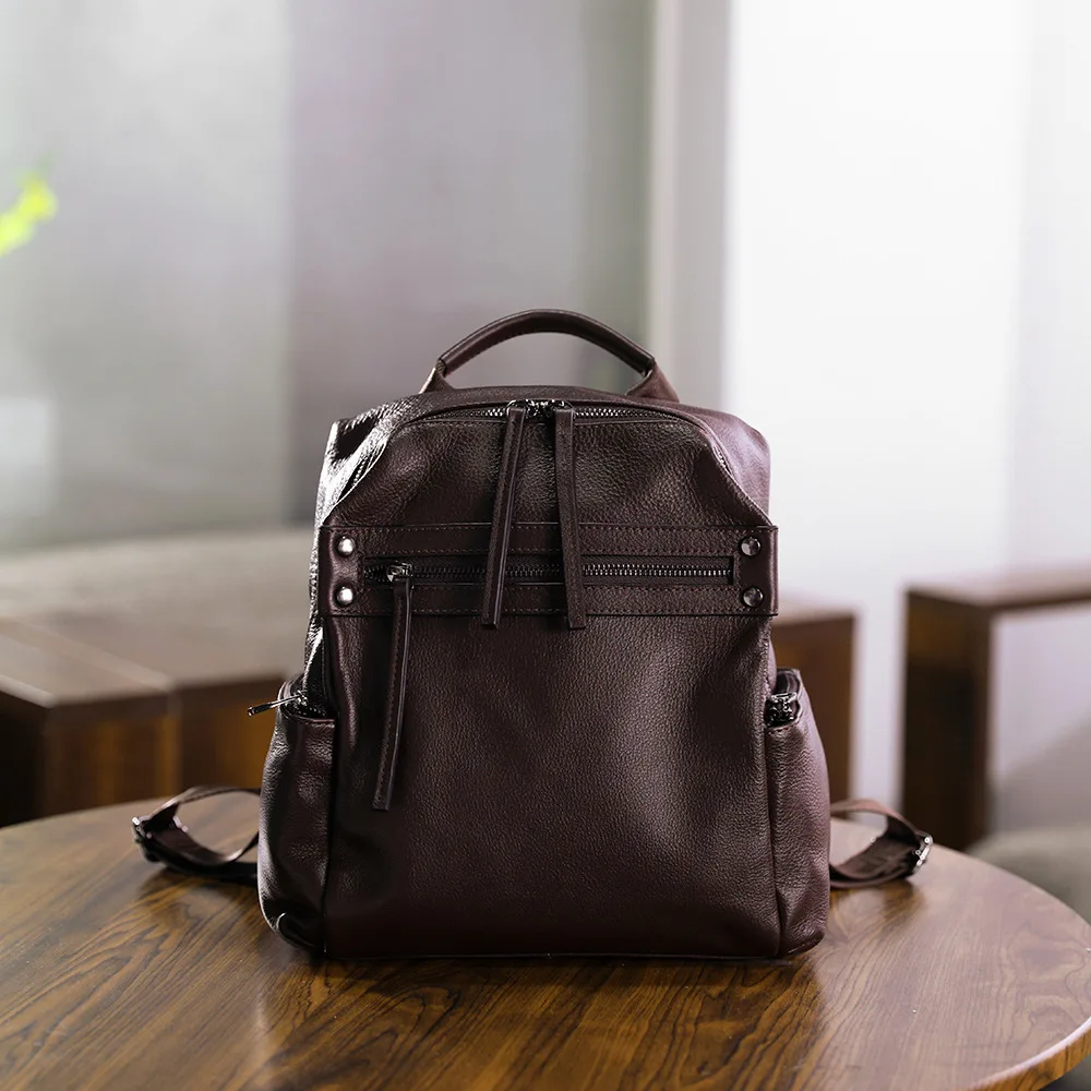 

Handcrafted Retro Top-grain Cowhide Genuine Leather Women's Bag, Women's Genuine Leather Fashionable Backpack Women's