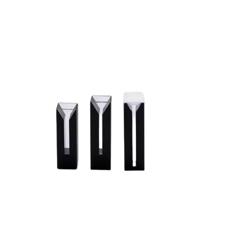 Black Semi Micro Cuvette for Spectrophotometer Analysis 10 mm Path Length 1.5 mL Volume