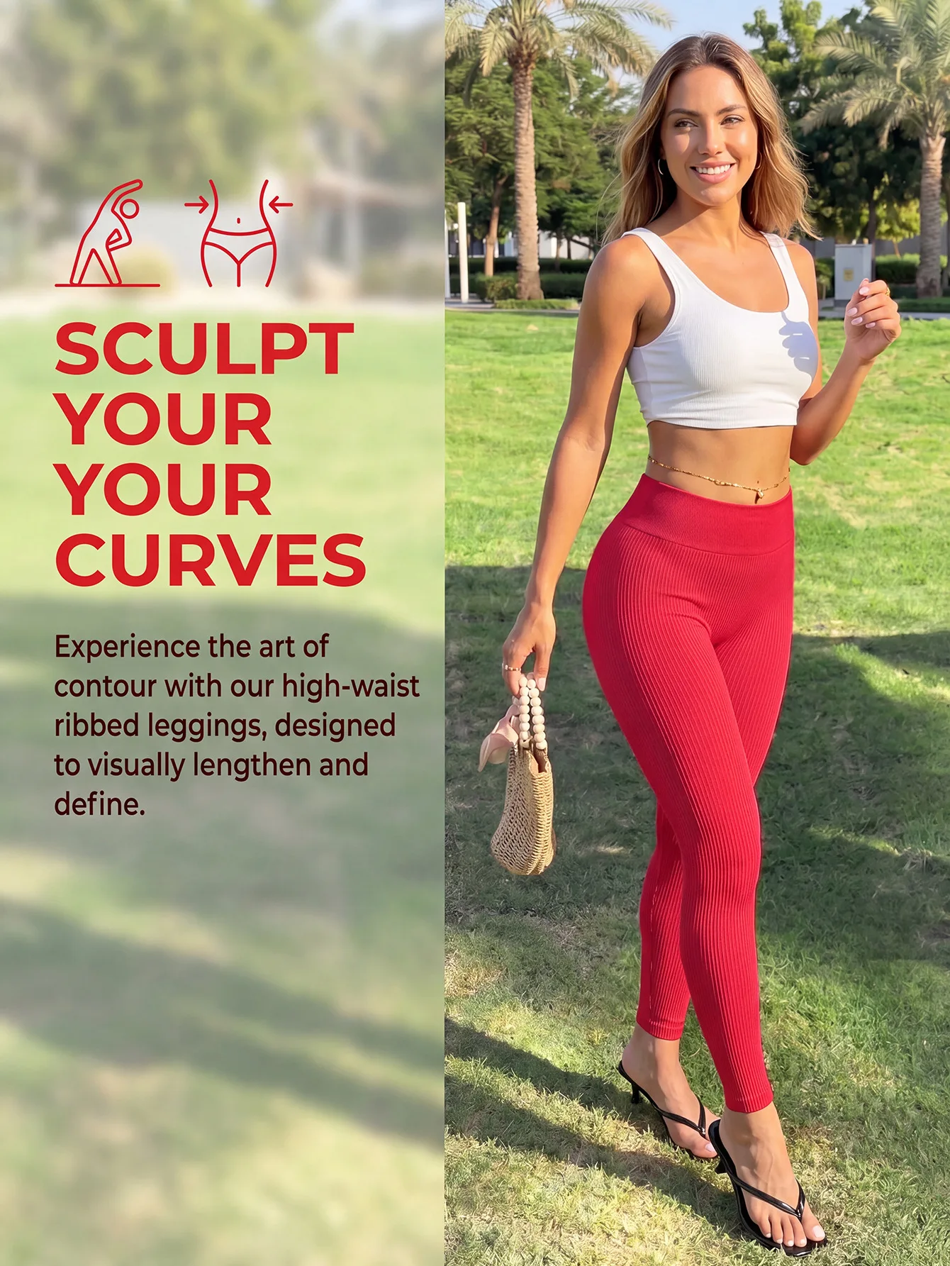 Damen-Leggings aus Strickgarn, nahtlos, figurbetont, mit hoher Taille, formend, hoch elastisch, Yoga- und Fitnesshose, für Training im Fitnessstudio und zum Laufen. – Detail 2