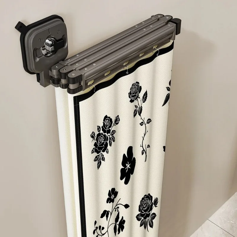 ‌Foldable No Drill Shower Curtain - Waterproof Disappearing Barrier for Tub, Quick Wet Dry Separation, Anti-Leak Space Efficient