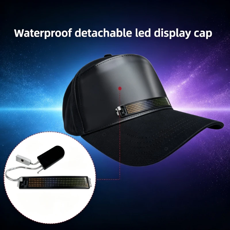 Led Baseball Cap Usb App Control Bluetooth Rechargeable Scrolling Atmosphere Message Board Hop Display Hat Glowing Hat Hip