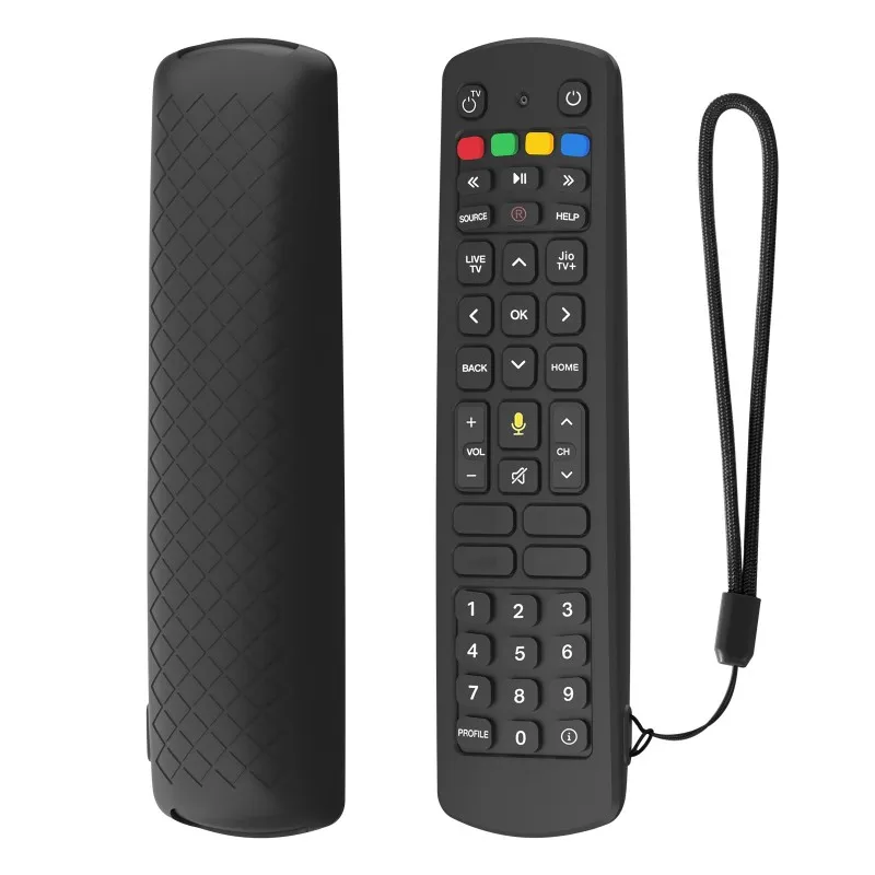 ABKN Remote Control Cover for Jio TV Silicone Case Dustproof Shockproof Scratch-Resistant Full Coverage Black