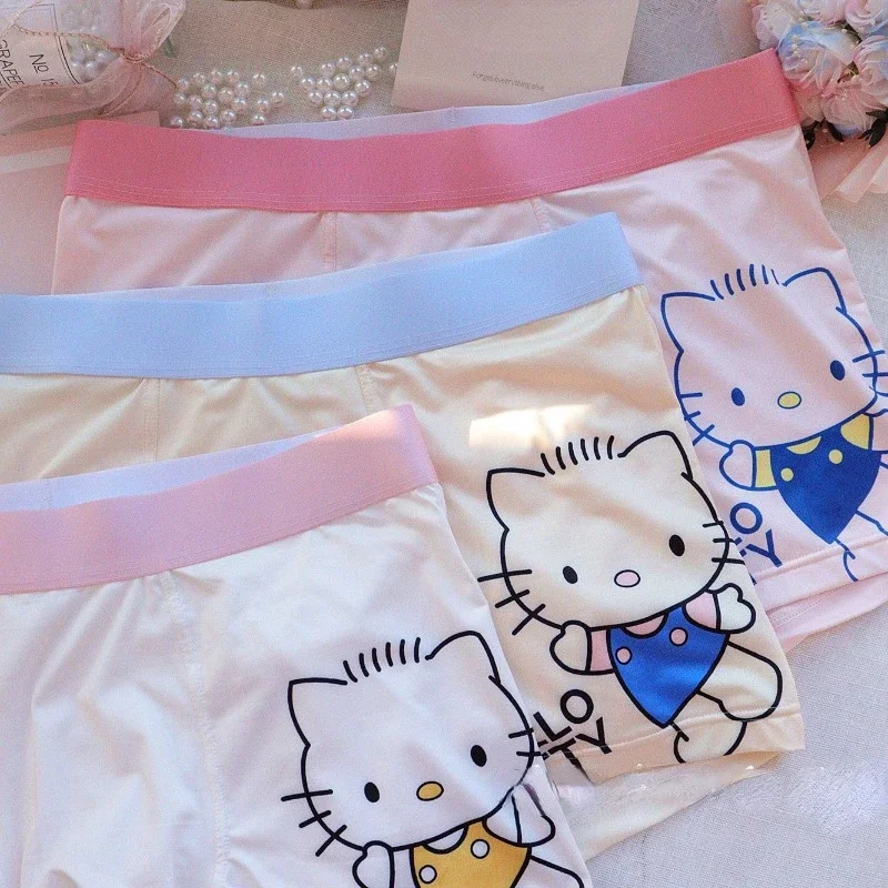 Hello kitty men\'s new personalized fashionable cute creative cartoon comfortable breathable mid-waist boxer briefs holiday gift