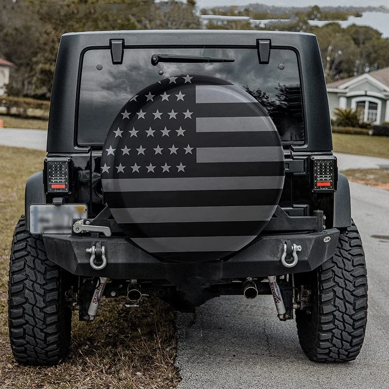 Funda para Llanta de Repuesto con Bandera de EE. UU. para Jeep Wrangler, Funda Protectora Duradera y Personalizada para Vehículos Todoterreno, Almacenamiento Interior para Auto
