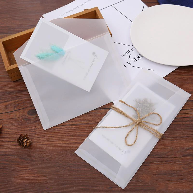 10pcs/lot Custom Transparent Envelope Translucent Paper Envelopes Set Letter Vintage Wedding Invitation Envelopes for Cards