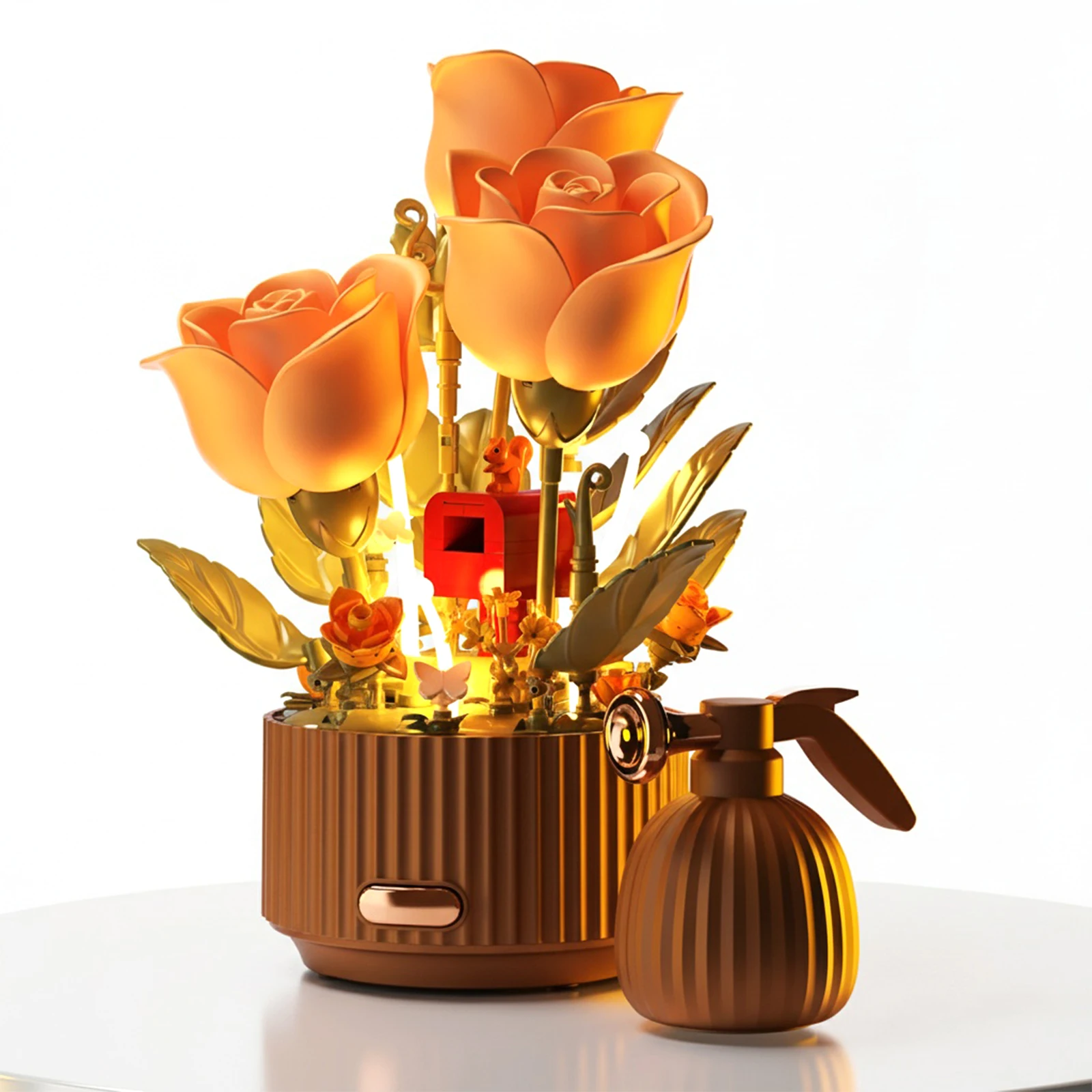 

Remote Control Automatic Bloom Flower Kit With Lights & Sound Watering Can Flower Building Block Set Creative Mechanical Flowers
