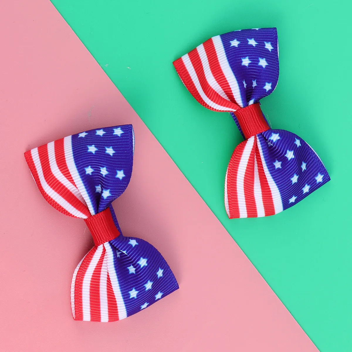 

10Pcs Usa Flag Hairpins Bowknot Hair Clips Sweet Patriotic Headpiece Striped for 4Th July National Day