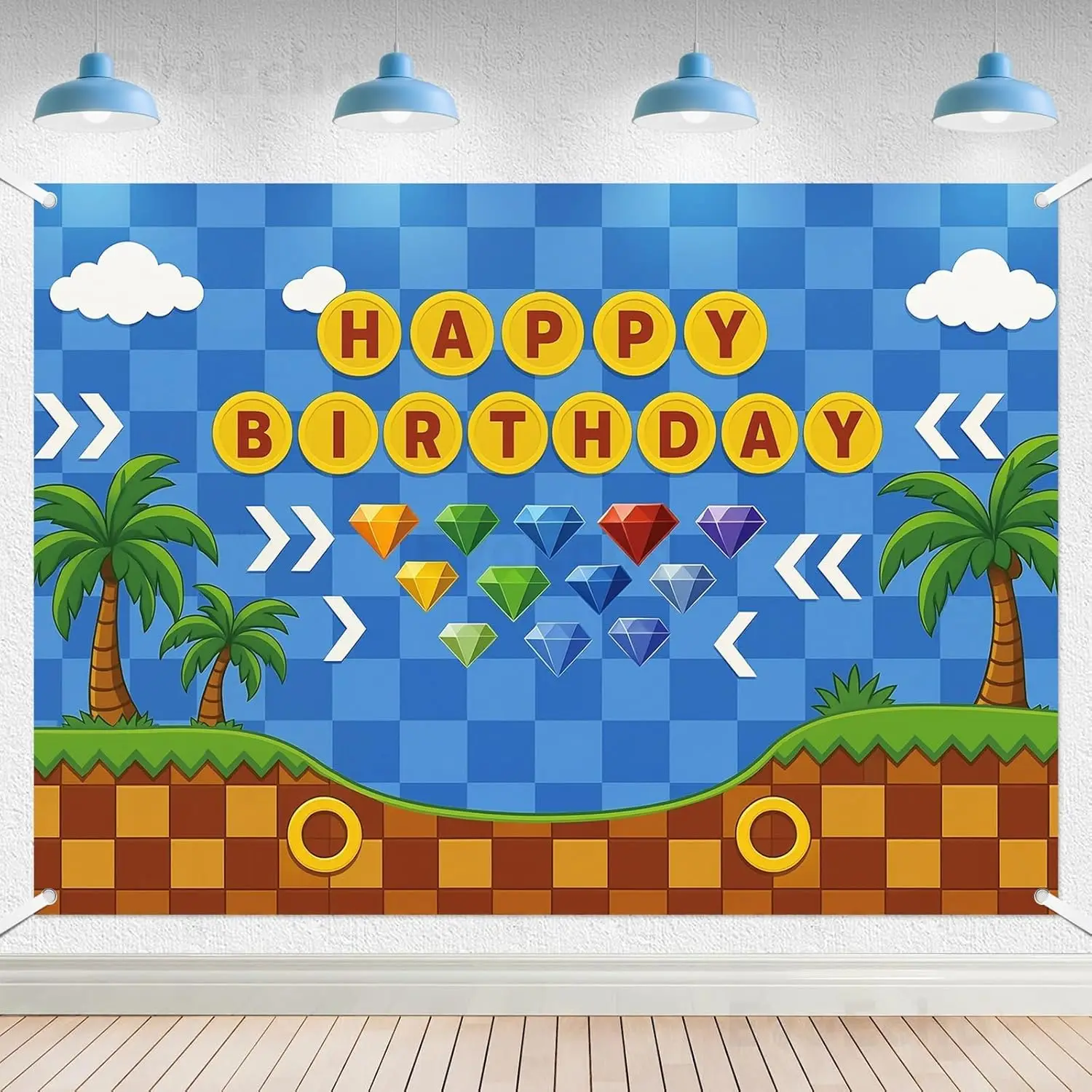 Alles Gute zum Geburtstag Hintergrund Banner Pixel Hintergrund Igel Party Dekorationen Hintergrund für Jungen Videospiel Geburtstagsdekorationen