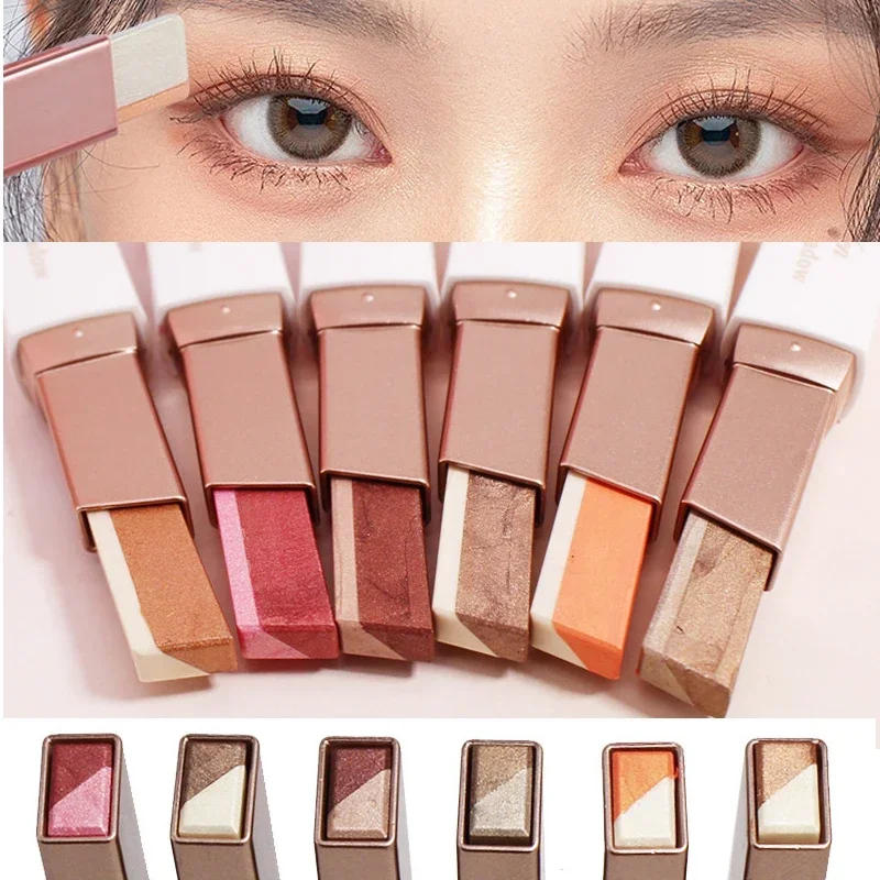 Double Color Glitter Eye Shadow Stick Matte Eyeshadow Make-up Waterproof Bicolor Shimmer Cosmetics Portable Lazy Beauty Makeup