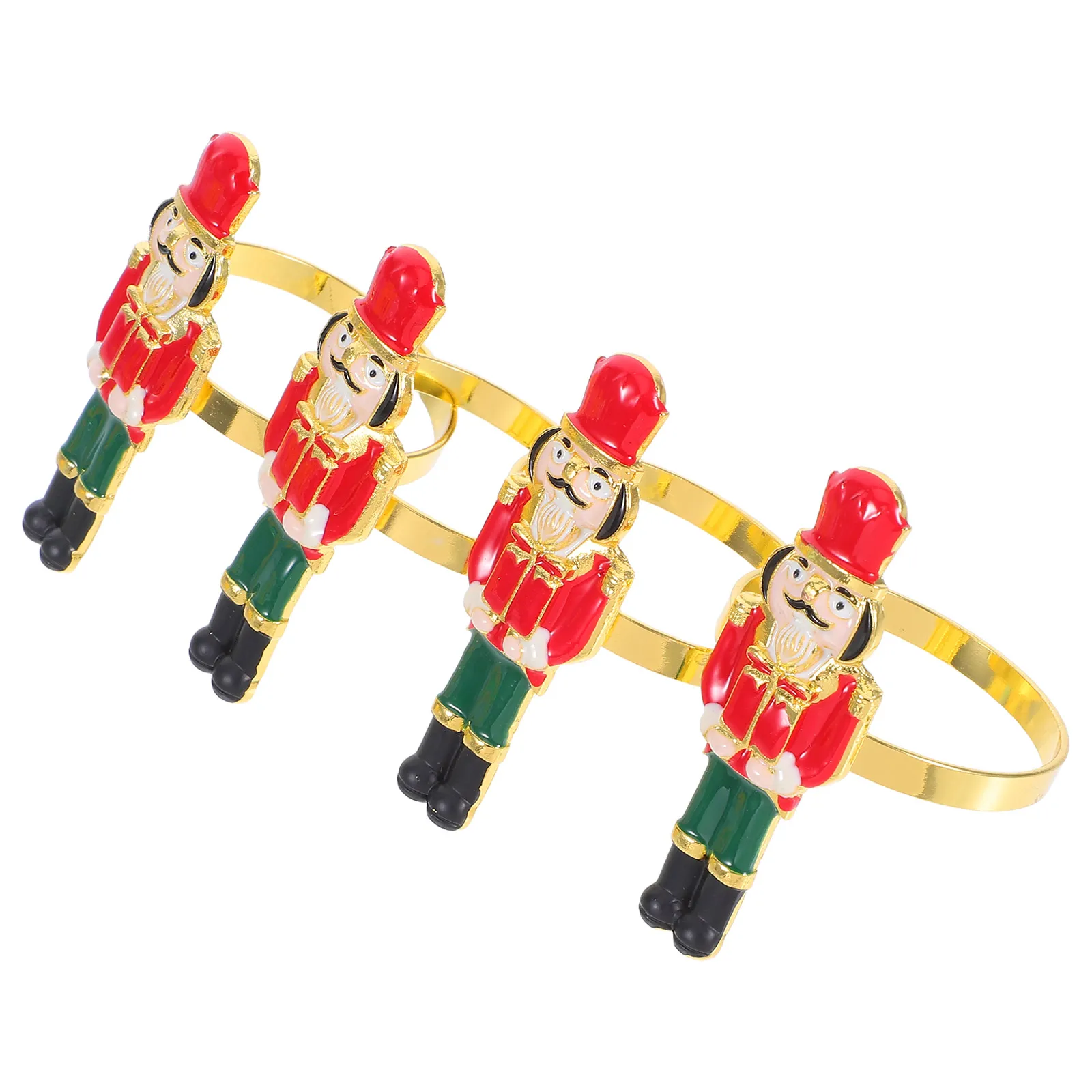 

4Pcs Christmas Napkin Rings Metal Nutcracker Design Table Decoration for Dinner Party Family Gathering Nutcracker Napkin Rings