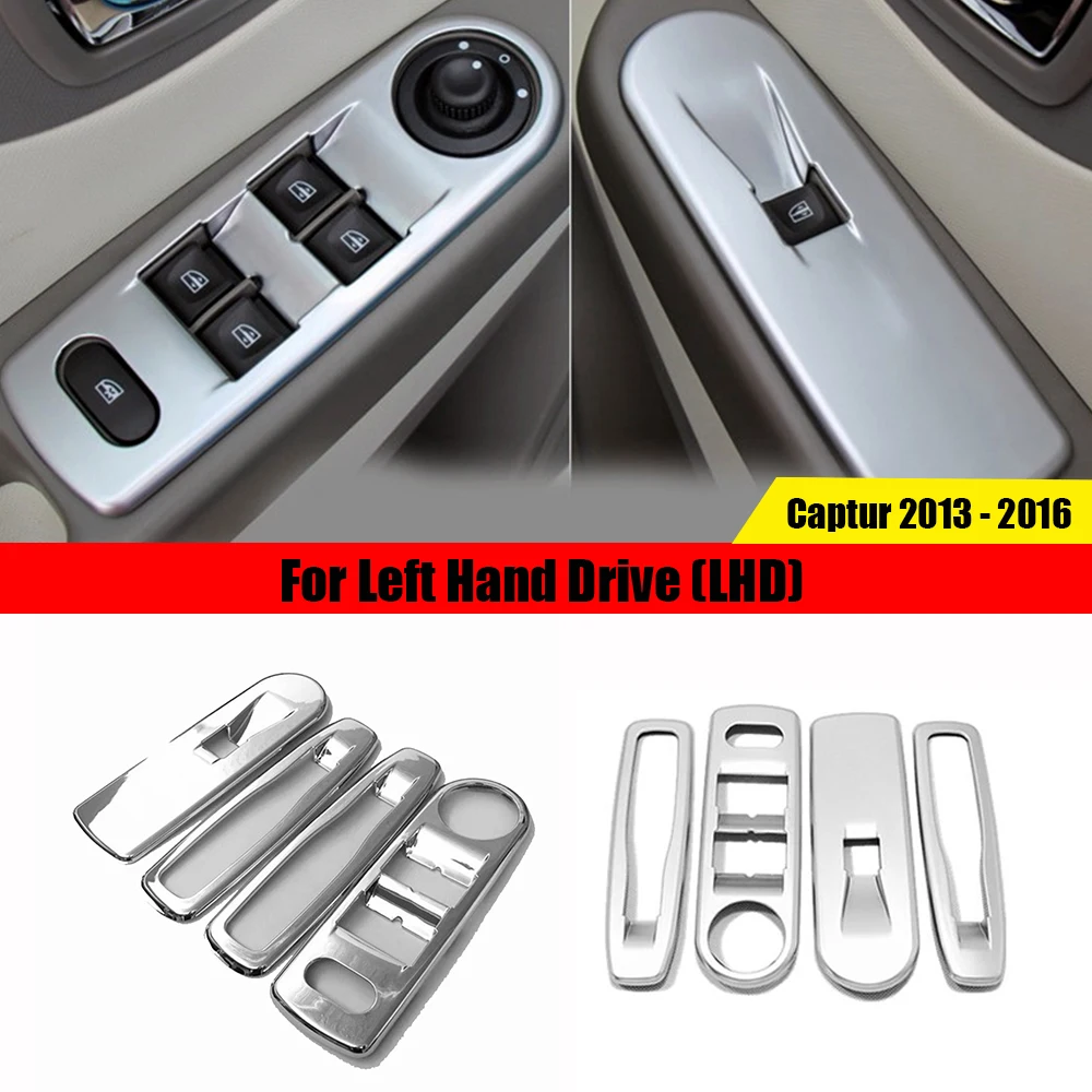 

ABS Chrome Car door Window glass inner panel Armrest Lift Switch Button trim fit For Renault Captur 2014 2015 2016 Accessories