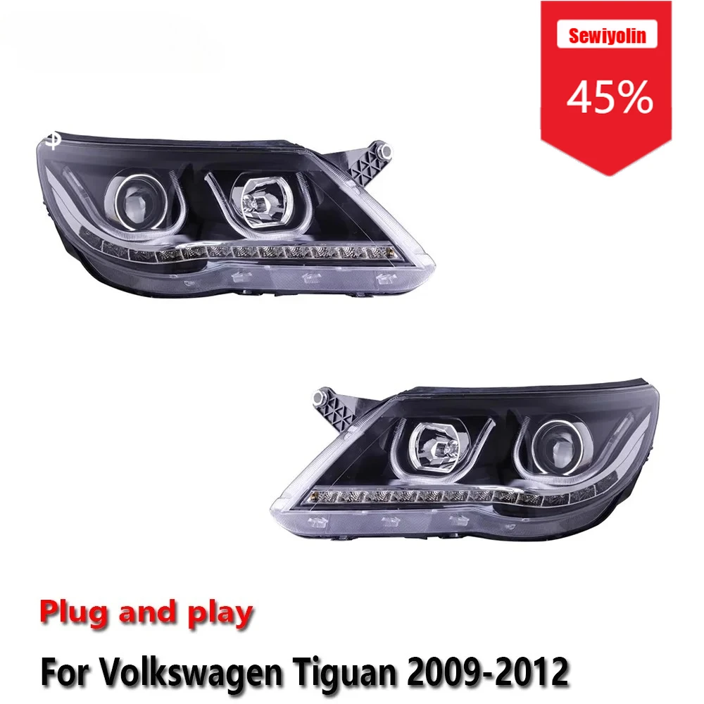 

Sewiyolin Car LED Headlight Assemblies For Volkswagen Tiguan 2009-2012 Fog DRL Brake Turn Signal Lamp Plug and Play