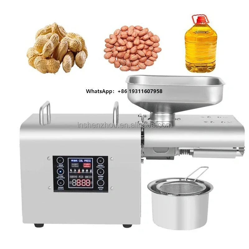 Aparato de cocina para uso doméstico, Mini prensador frío y caliente, máquina exprimidora de aceite de sésamo, máquina prensadora de aceite pequeña, tostador de semillas, 6 Kg/h