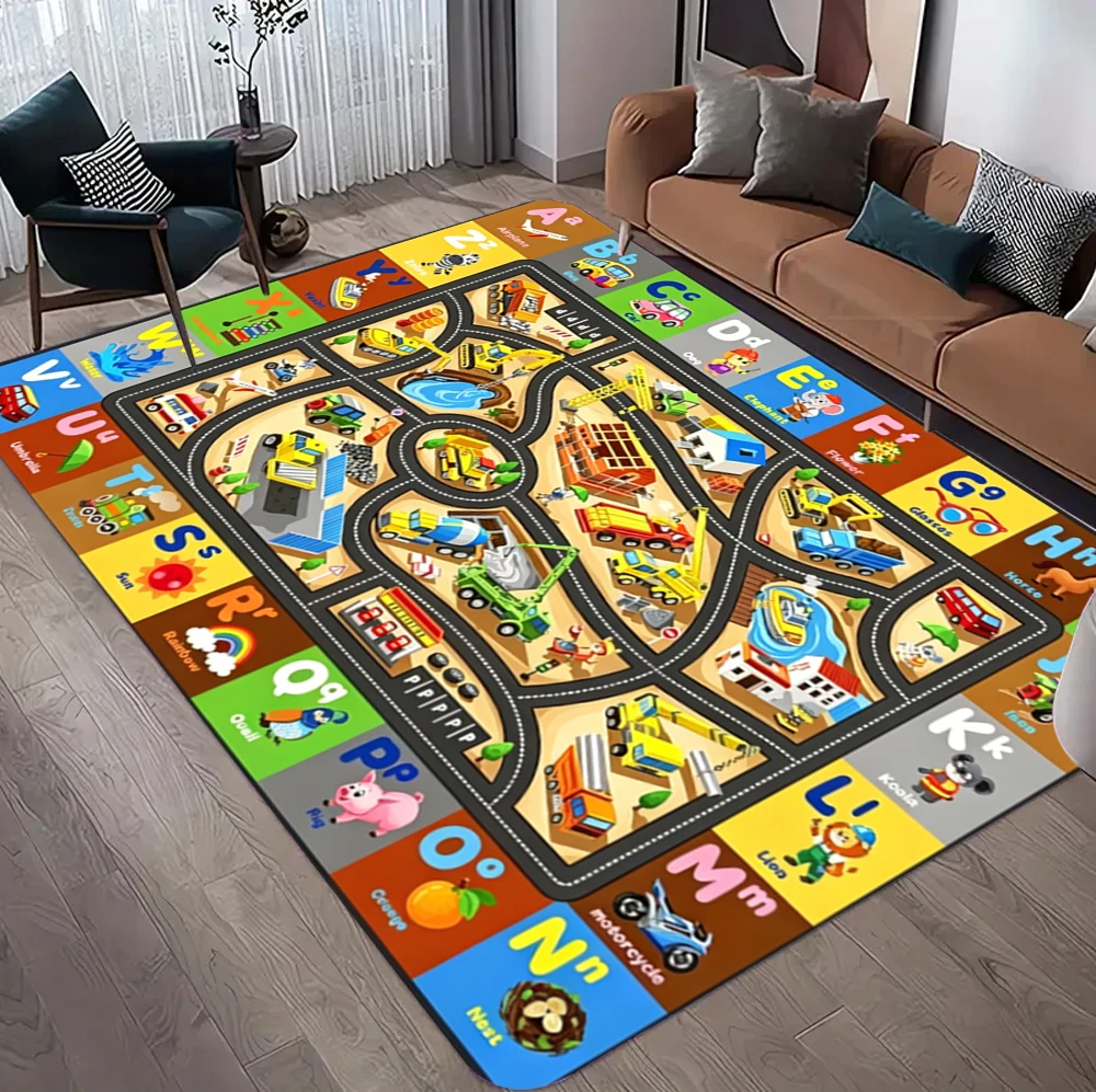Educational  Area Rug ABC Alphabet Learning Mat Runway Print Non Slip Washable Soft Carpet Floormat fo