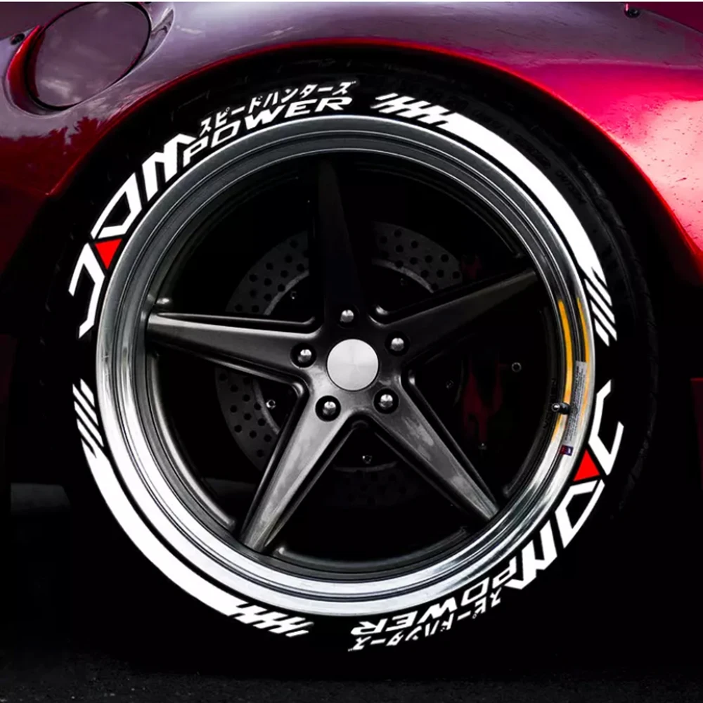 8pcs Car Tire Wheel Stickers Car Tuning Universal 3D Permanent PVC Joined Tire Decor Decals Car Tyre Personalized Stickers