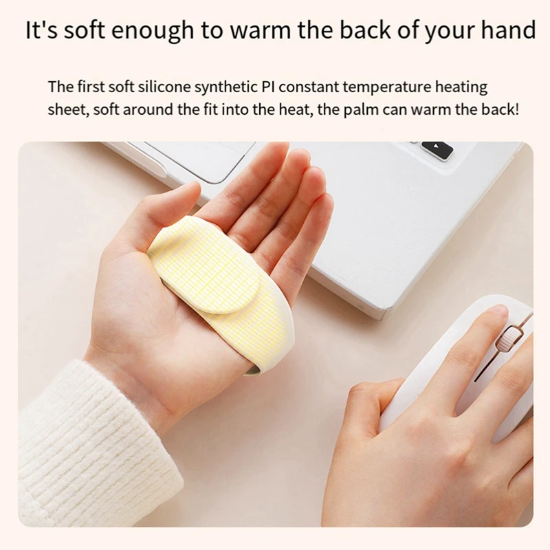 Aquecedores de Mãos Elétricos Pulseira de Aquecimento Bolso de Acampamento Pulseira Aquecedor de Mãos Display LCD Aquecimento Rápido -Bege