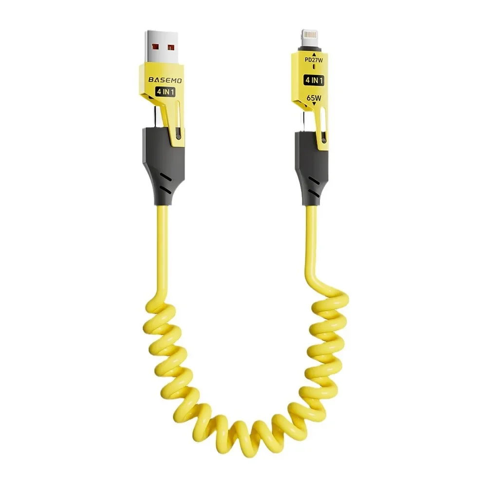 Beimo 65W spring telescopic four in one is suitable for Apple iPhone 16 Huawei data cable usb cable