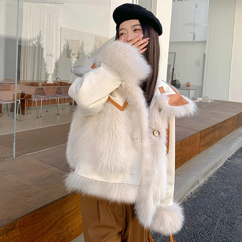 High Grade Women's Real Fur Jacket 2022 New Two-Faced Wear Fox Fur Coat Winter Warm Fur One Jacket Mujer Pelaje Pelz Jacke