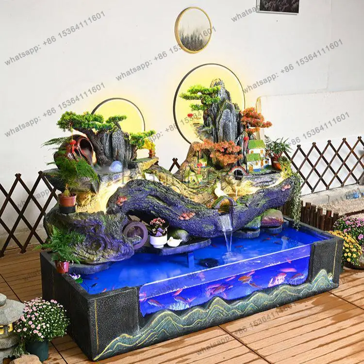 

Rockery, flowing water, fountain, fish pond, courtyard, circulating water, landscape, balcony, feng shui wheel to attract wealth
