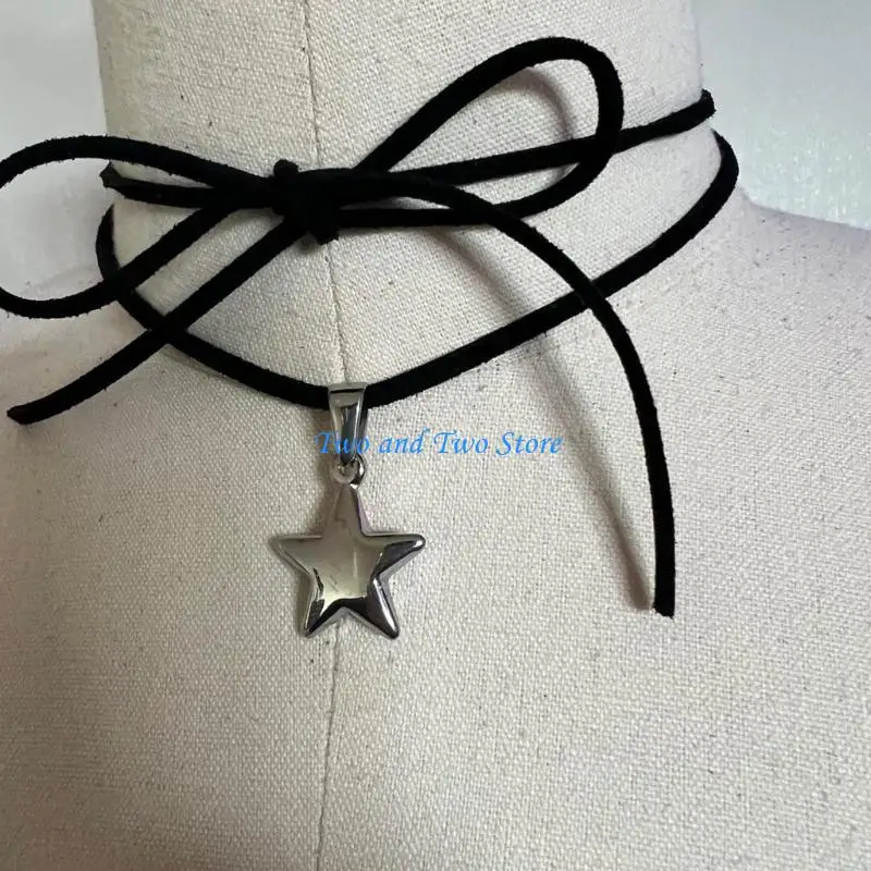 قلادة قلادة HX6F Fashion Star Flower Netlace Simple Clavicle Chain Netlace Jewelry