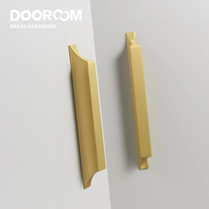 Maniglie per mobili in ottone Dooroom, moderne, lunghe, in oro opaco, per armadi, guardaroba, cassettiere, scatole per scarpe, cassettiere, armadietti, pomelli