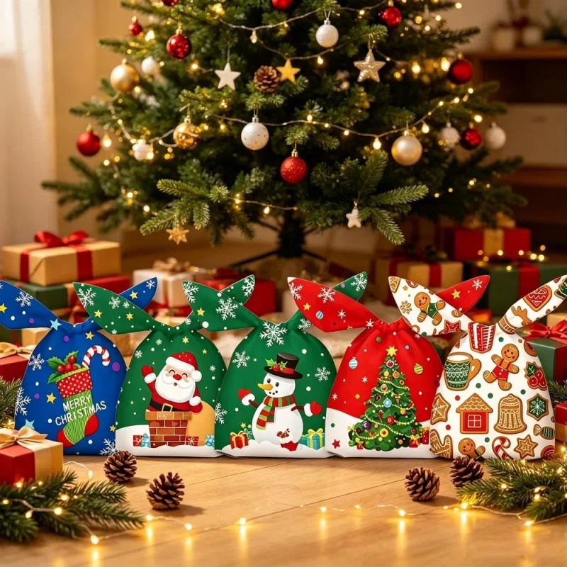 Christmas Sweet Bags Cartoon Father Christmas Gift Bags Snack Baked Goods Christmas Gift Bag Party Biscuit Pastry Packaging Bags