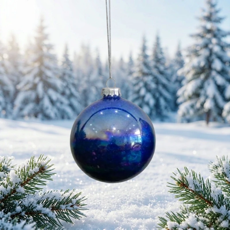 Pearl Lustre Blue Xmas Glass Globe Small Packing Diameter=8cm 10cm 12cm 15cm Hanging Glass Ball Festival Window Decoration