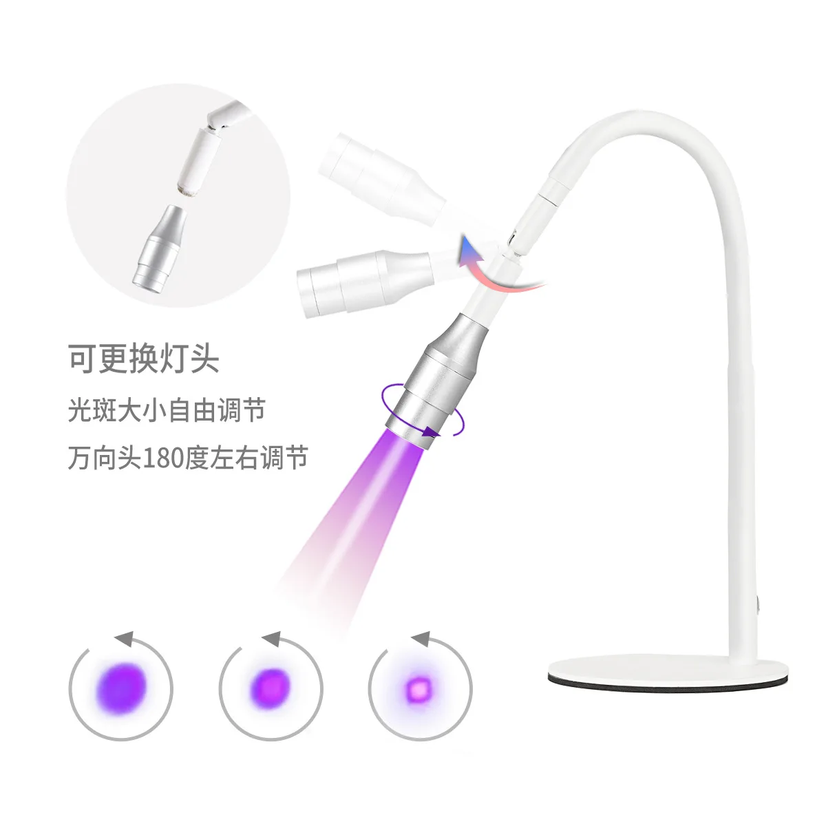 Lâmpada de luz roxa/branca, ferramenta de extensão de cílios, led, cola uv, cura, lâmpada de extensão de cílios, 5w, chão e pinça, lâmpada uv 395nm