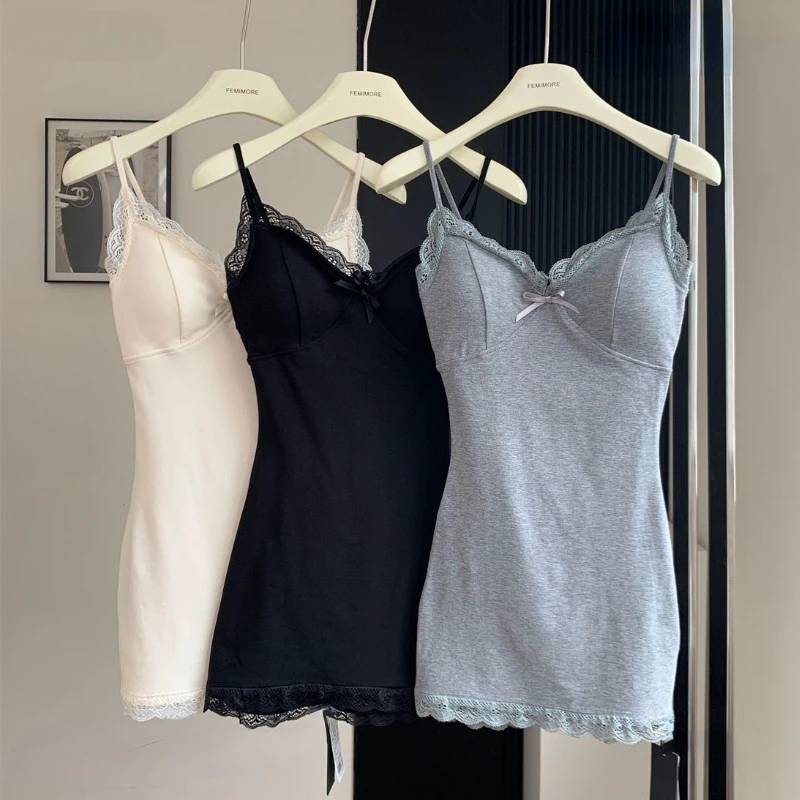 

Women Sexy Sleeveless Dresses Lace Hot Female Bodycon Dress Korean Fashion Mini Vestidos with Chest Pad Inner Wear Clubwear