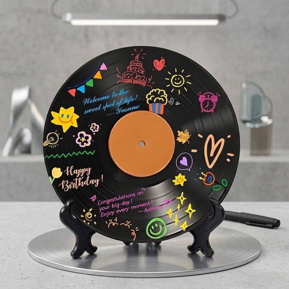 Vinyl Record Styled For Acrylic Ornament with No Pre-Printed Graphics Allowing Full User For Customization Freedom