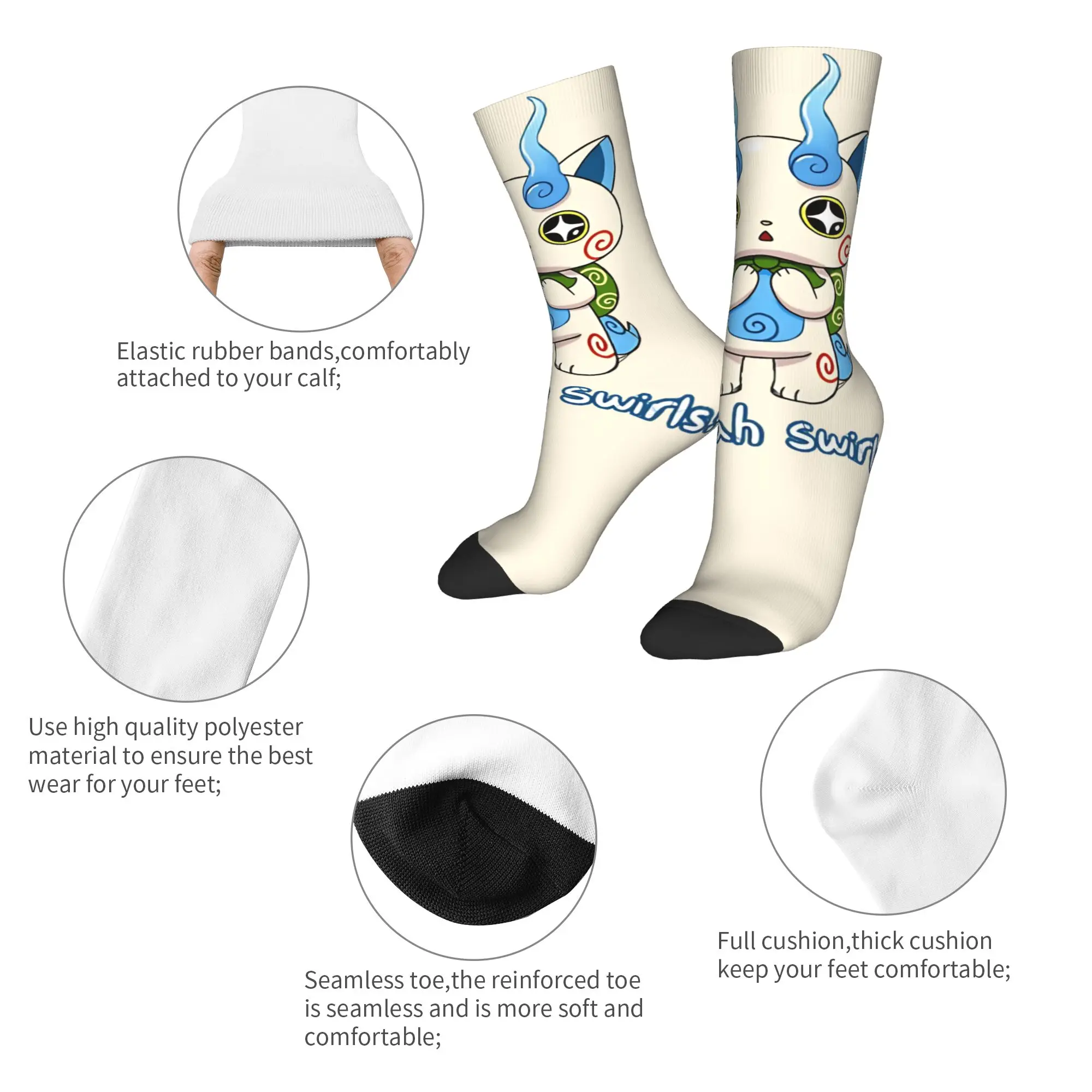 Fashion Male Men Socks Novelty Yokai Watch Game Sock Polyester Komasan Sport Women Socks Spring Summer Autumn Winter