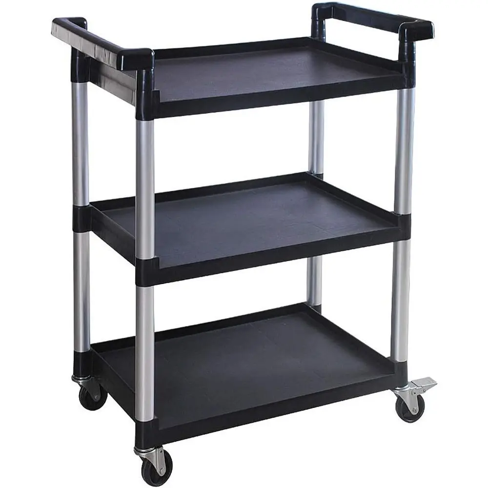 Utility Plastic Cart with Wheels, 225 lbs Capacity, Black
