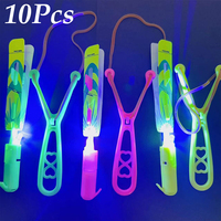 Slingshots Rocket Launcher 10Pcs LED Arrow Helicopters + 10Pcs Launchers Flying Toys Luminous Slingshot Toys for Kids Boys Girls