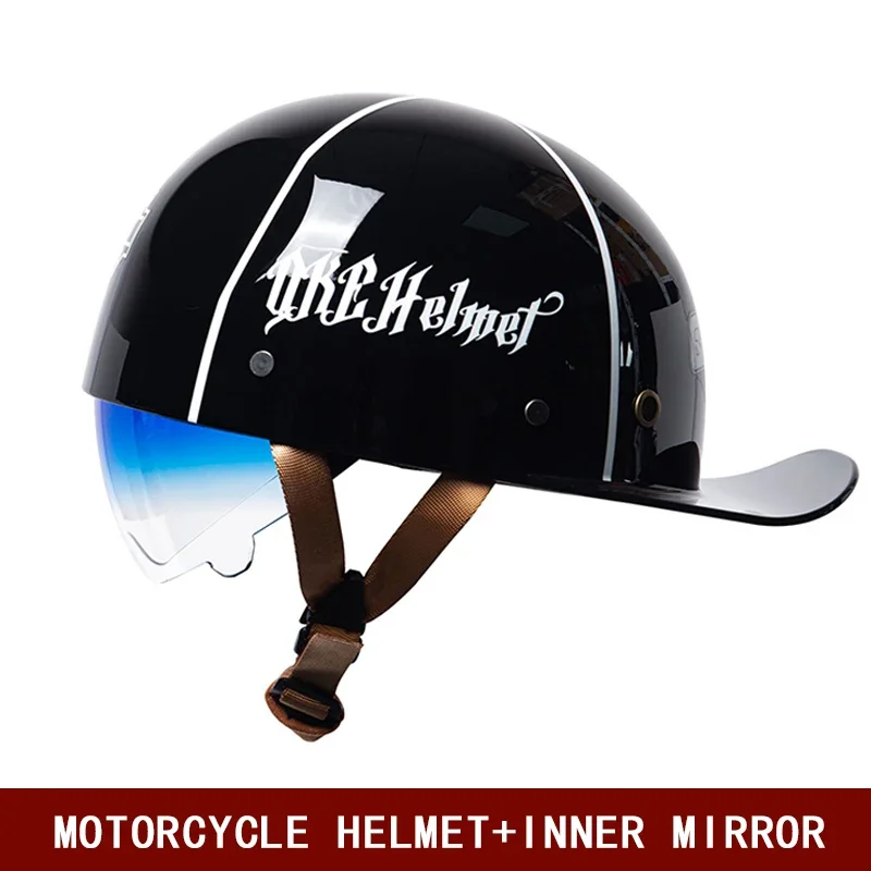 Certyfikat DOT Retro kask motocyklowy, męski pedał, półkask, czapka z daszkiem do samochodu elektrycznego, zima