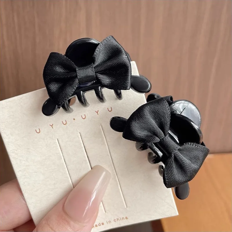 

Small Bow Shaped Mini Claw Clip for Bangs Side Hair Clip Princess Style Hair Accessories Premium Resin Black Lightweight NonSlip