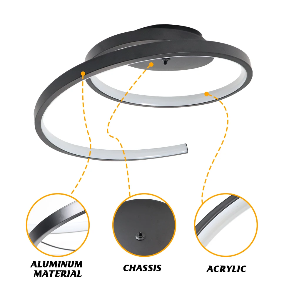 Silver Black White Led Ceiling Chandelier Lamp for Living Room Home Decor Kitchen Loft Indoor Dining Lustres Lighting Fixture