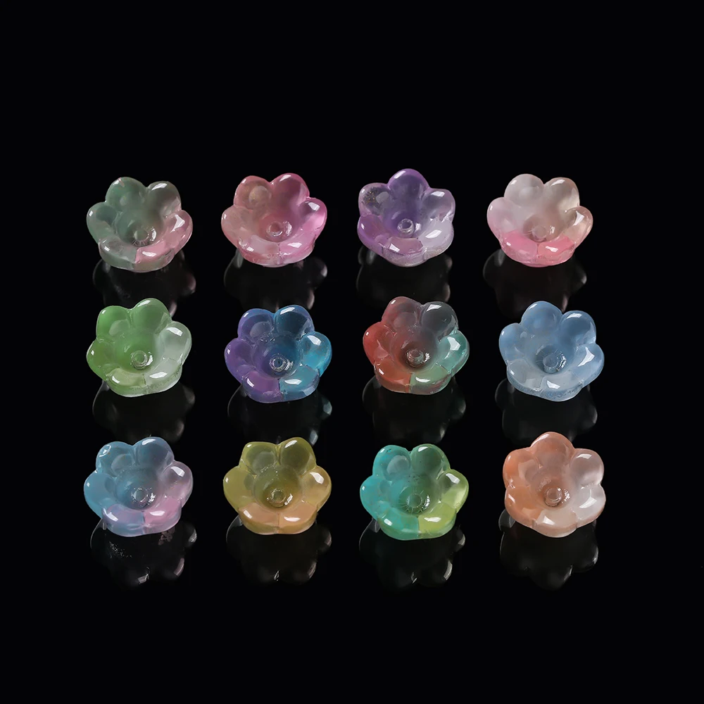 

20Pcs/lot AB Colour Glass Beads Bell Orchid Loose Spacer Beads for Jewelry Making DIY Bracelet Necklace Accessories