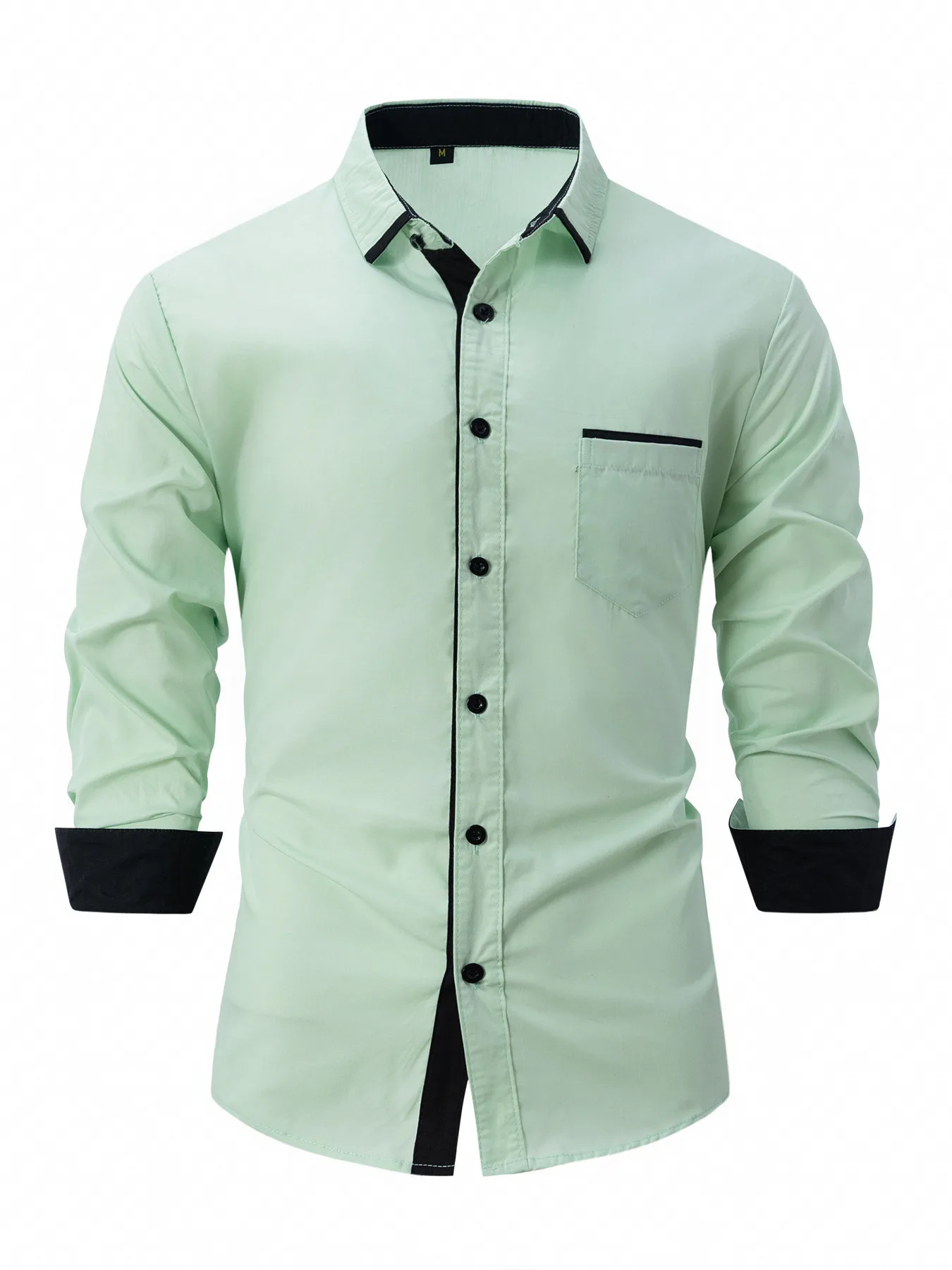 Color Blo Slim Fit Long Sve Men's irt Faionable Patchwork Design Casual Yet Sli M Summer Busin Casual irt