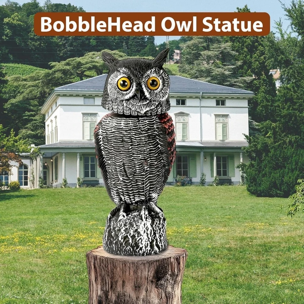Owl Decoy Plastic Shake Head Owl Decoy To Scare Birds Away Scarecrow Fake Owl Outdoor Garden Decoration Owl Decoy to Scare Birds