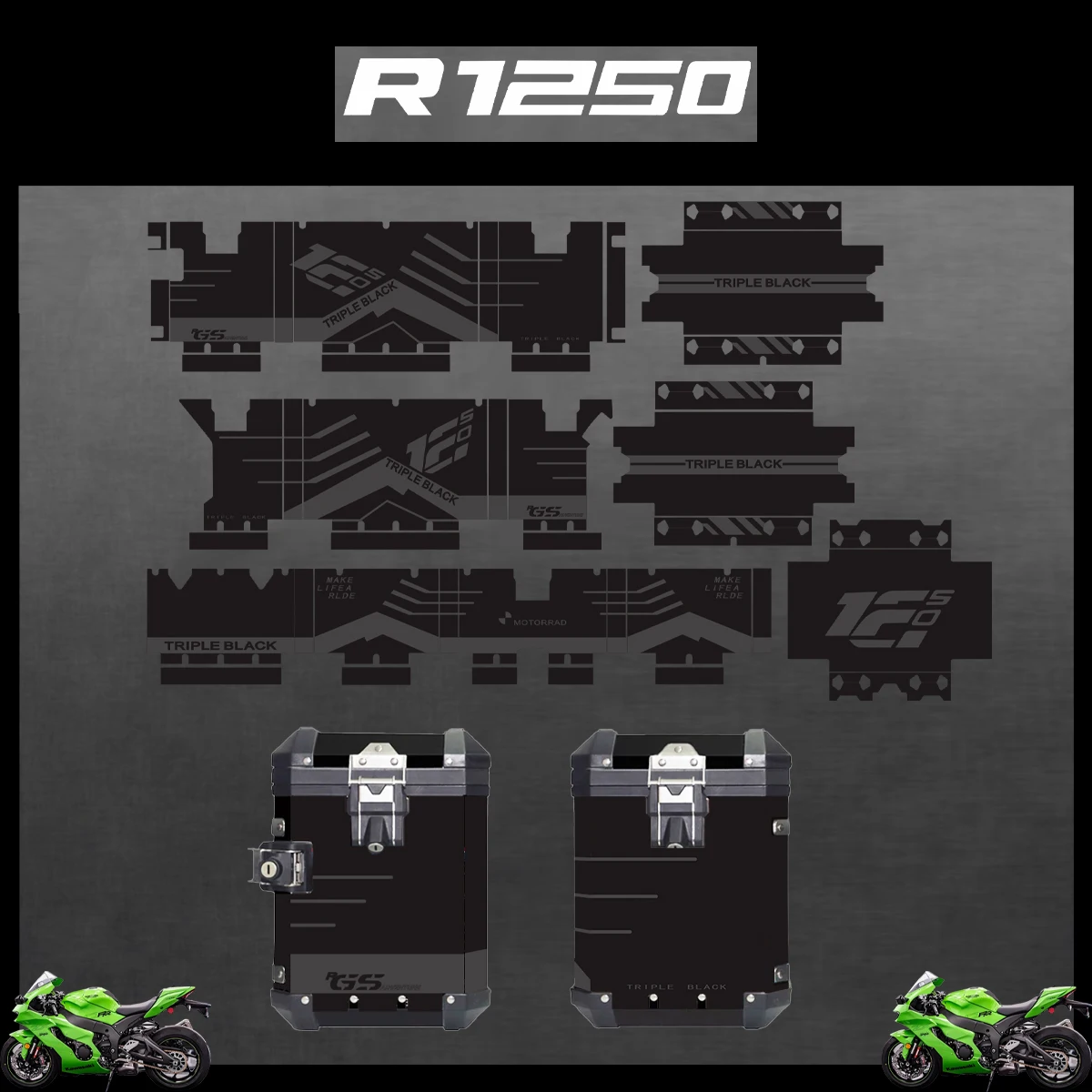 

Panniers 40 GS For BMW R1250GS R1250 GS ADV Triple Black Adventure 2019-2023 2022 2021 2020 Motorcycle Aluminum Box Sticker Case