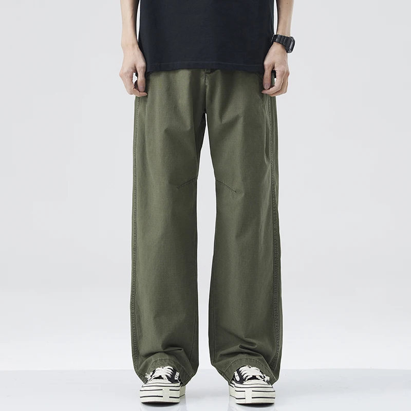 

Военные рабочие брюки свободного кроя, легкие, прямые, мужские повседневные длинные брюки из чистого хлопка, удобные летние брюки