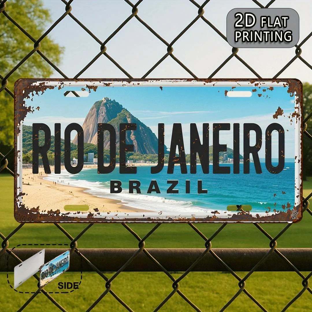 2D Flat - 1pc 2D Flat Posters, a Vintage Sign from Rio De Janeiro, Decorative Plaque (12X6 Inches), Travel Souvenir, Gift for Fr
